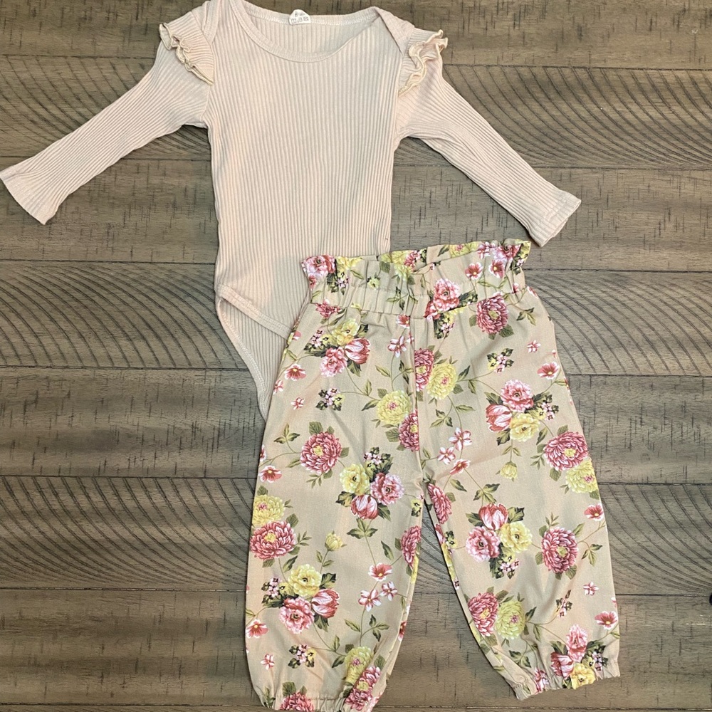 Floral pants and long sleeve top